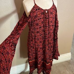 Boho Strappy Cold Shoulder Dress Size S